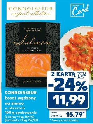 Łosoś wędzony na zimno w plastrach CONNOISSEUR promocja w Kaufland