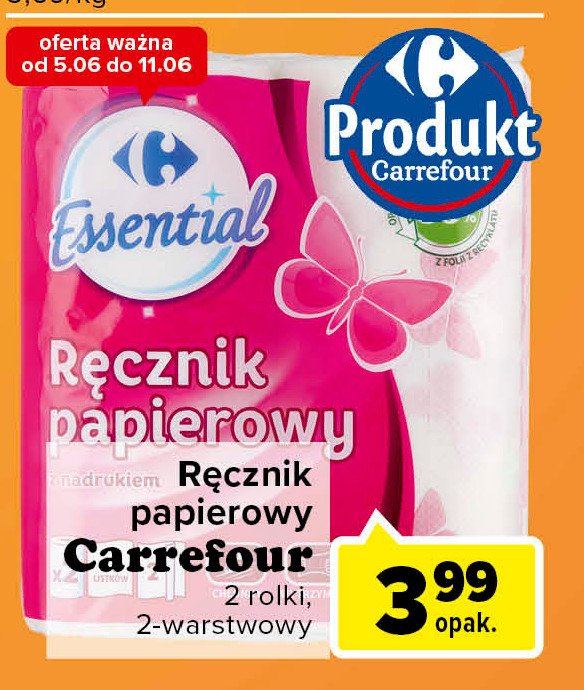 Ręczniki papierowe z nadrukiem Carrefour essential promocja