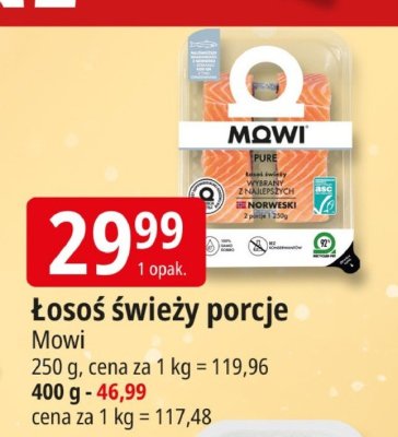 Łosoś świeży porcje Mowi promocja w Leclerc