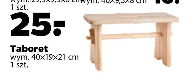 Taboret sosnowy wym. 40 x 19 x 21 cm promocja