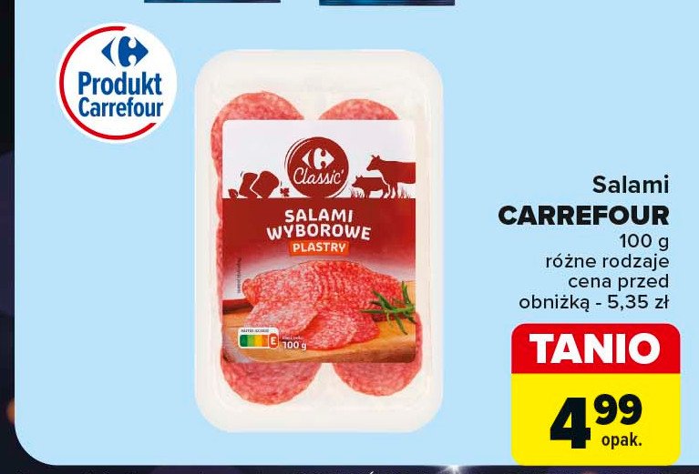 Salami wyborowe plastry Carrefour classic promocja w Carrefour Market