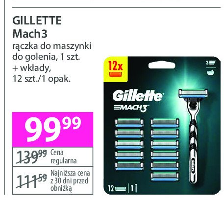 Maszynka do golenia + 12 wkładów Gillette mach3 promocja