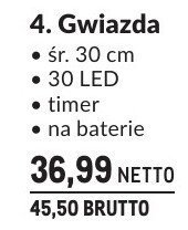 Gwiazda dekoracja świąteczna śr. 30 cm 30 LED timer na baterie promocja w Makro