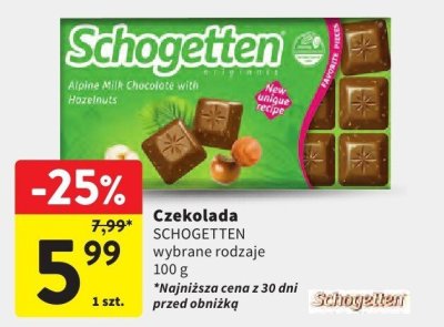 Czekolada SCHOGETTEN wybrane rodzaje promocja w Intermarche