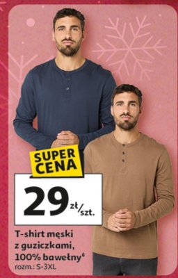 T-shirt męski z guziczkami 100% bawełtny rozm. S-3XL promocja w Auchan