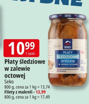 Płaty śledziowe w zalewie octowej Seko promocja w Leclerc