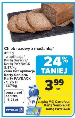 Chleb razowy z maślanką promocja w Carrefour Market