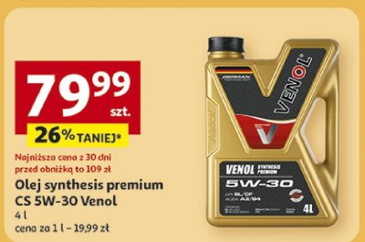 Olej synthesis premium CS 5W-30 Venol 4l promocja w Auchan