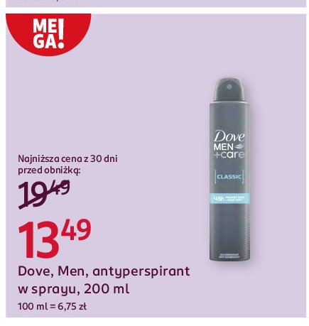 Dezodorant classic Dove men+care promocja w Rossmann