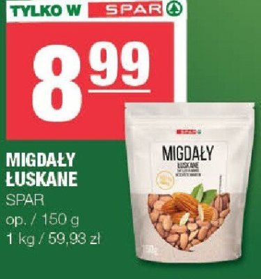 Migdały łuskane Spar promocja w SPAR