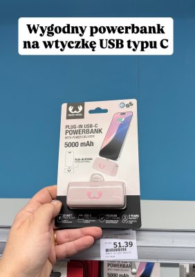 Powerbank Plug-in USB-C 5000 mAh różowy promocja w Action