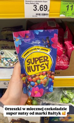 Orzeszki w czekoladzie Super Nutsy Bałtyk promocja w Dino