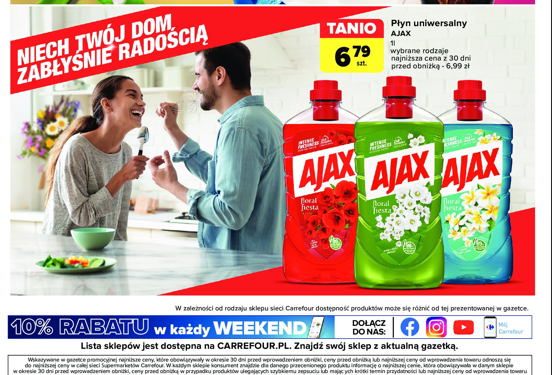 Płyn do mycia tulipan i liczi Ajax . promocja w Carrefour Market