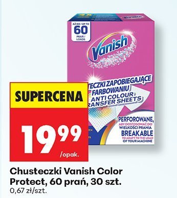Chusteczki Vanish Color Protect zapobiegające farbowaniu 60 szt. promocja w Biedronka
