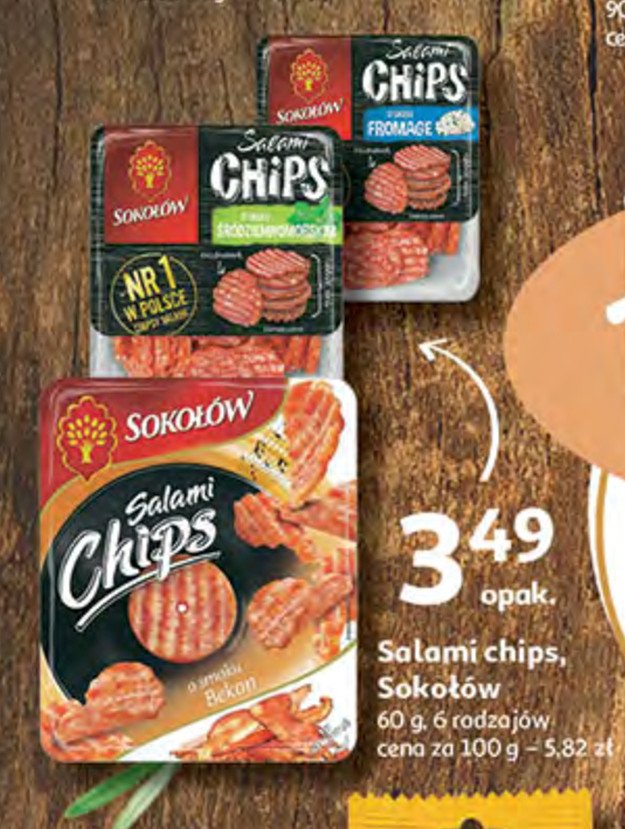 Salami wieprzowe suszone o smaku fromage Sokołów salami chips promocja