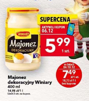 Majonez dekoracyjny Winiary 400 ml promocja w LEWIATAN