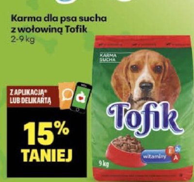 Karma dla psa sucha z wołowiną Tofik promocja w Delikatesy Centrum