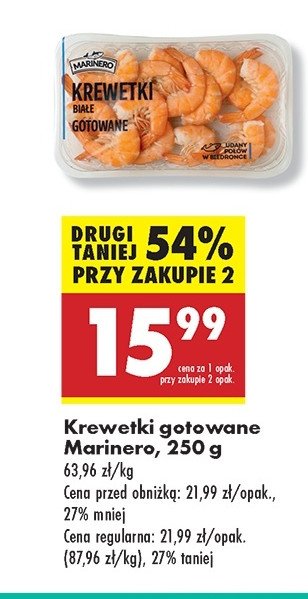 Krewetki białe gotowane Marinero promocja w Biedronka