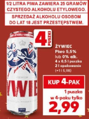 Piwo 0% ŻYWIEC promocja w Kaufland