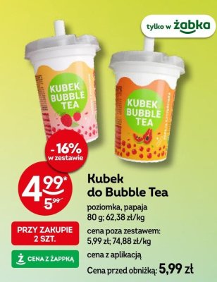 Kubek do Bubble Tea poziomka, papaja promocja w Żabka