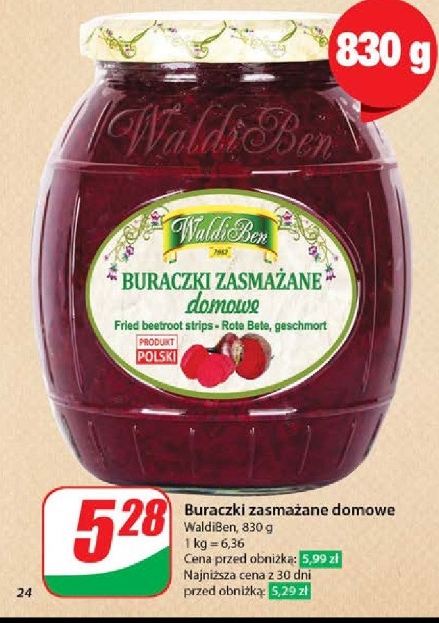 Buraczki domowe zasmażane Waldiben promocja w Dino