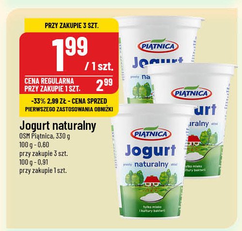 Jogurt naturalny Piątnica promocja