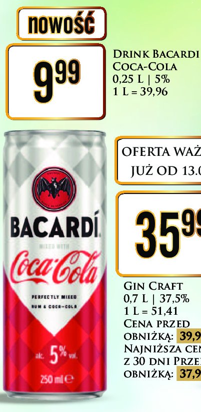 Drink rum & coca-cola Bacardi promocja