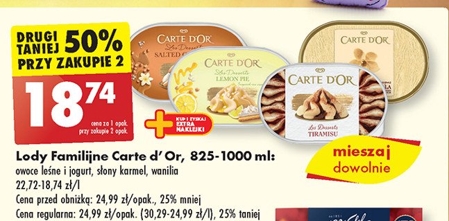 Lody yoghurt & forest fruit Algida carte d'or les desserts promocja