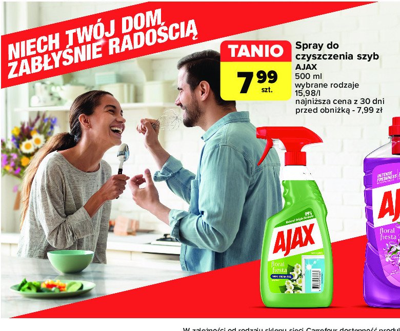 Płyn do szyb wiosenny bukiet Ajax floral fiesta Ajax . promocja w Carrefour