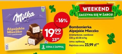 Bombonierka Milka Alpejskie Mleczko śmietankowe, waniliowe 330g promocja w Żabka