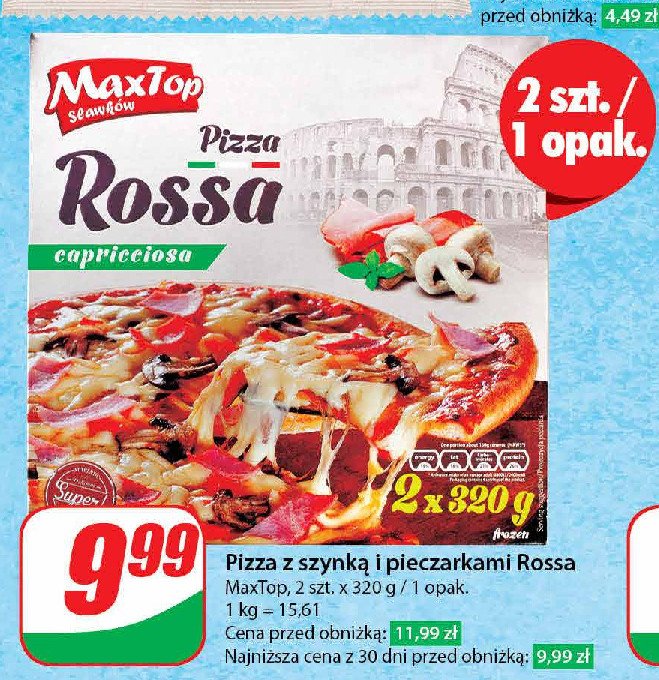 Pizza rossa z szynką i pieczarkami Maxtop promocja