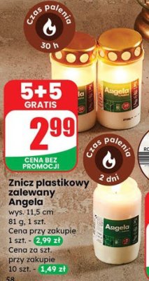 Znicz plastikowy zalewany Angola promocja w Dino