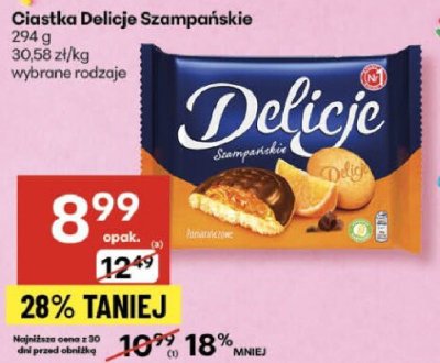 Ciastka Delicje Szampańskie promocja w Delikatesy Centrum