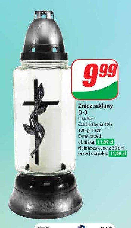 Znicz szklany d-3 promocja w Dino