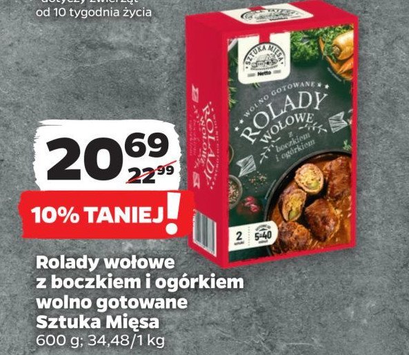 Rolady wołowe z boczkiem i ogórkiem wolno gotowane SZTUKA MIĘSA NETTO promocja