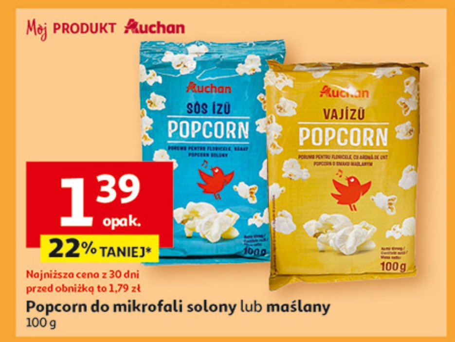 Popcorn solony do mikrofali Auchan promocja