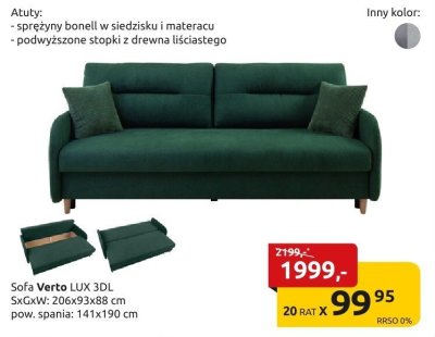 Sofa Verto LUX 3DL promocja w Black Red White