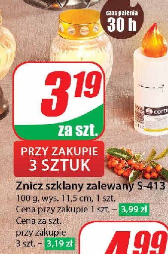 Znicz szklany zalewany s-413 30h promocja w Dino