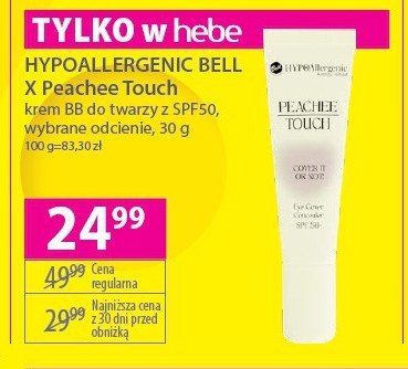 Krem bb spf50 01 Bell hypoallergenic x peachee touch promocja