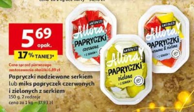 Papryczki nadziewane serkiem lub miks papryczek czerwonych i zielonych z serkiem 150 g promocja w Auchan