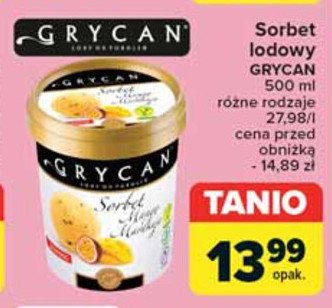 Sorbet mango-marakuja Grycan promocja