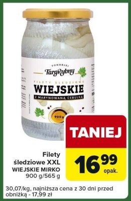 Filety śledziowe Wiejskie Mirko 900 g/565 g promocja w Carrefour Express