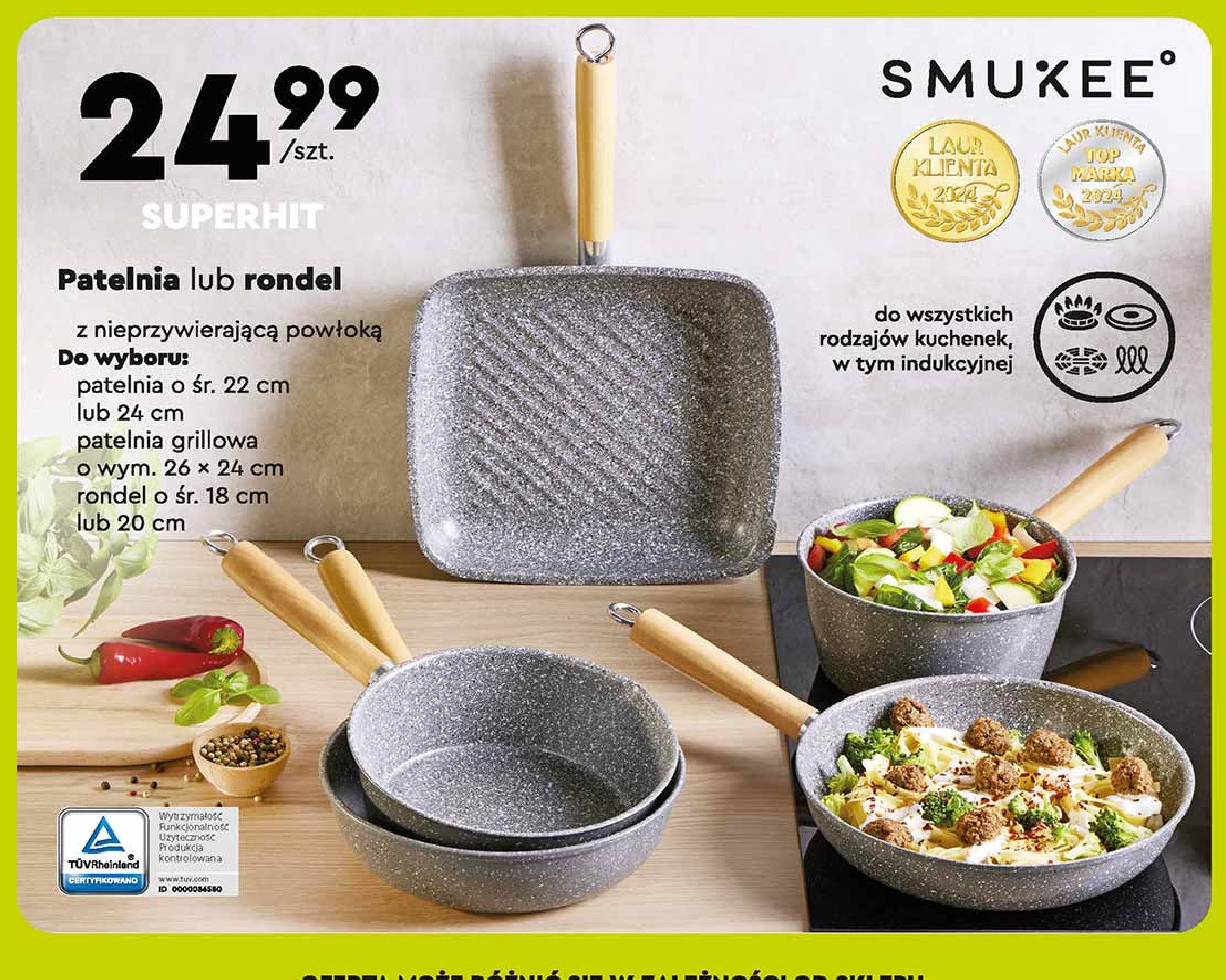 Patelnia śr. 24 cm Smukee promocja