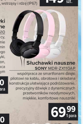 Słuchawki nauszne mdr-zx110ap białe Sony promocja
