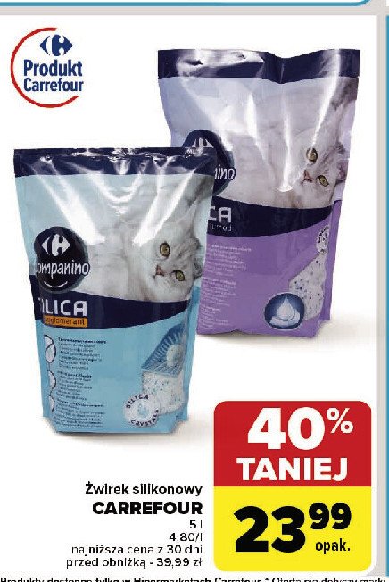 Żwirek silikonowy CARREFOUR COMPANINO promocja