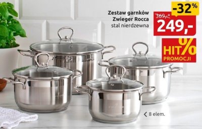 Zestaw garnków Zwieger stal nierdzewna promocja w Black Red White