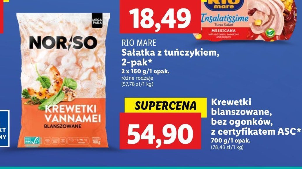 Krewetki vannamei blanszowane Norso promocja