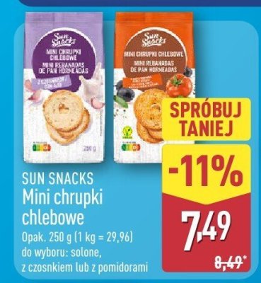 Mini chrupki chlebowe SUN SNACKS promocja w Aldi