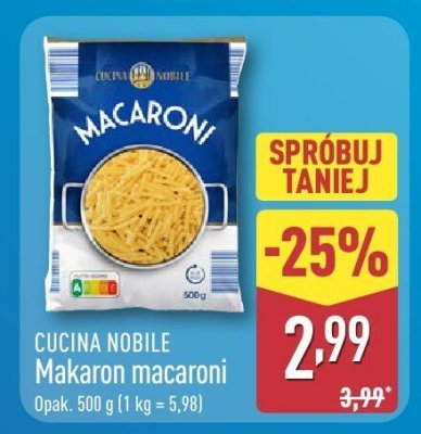 Makaron macaroni Cucina Nobile promocja w Aldi