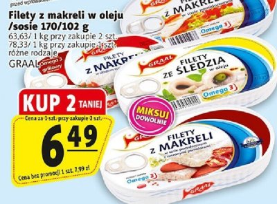 Filety z makreli w oleju Isosis 170/102 g GRAAL promocja w Prim Market